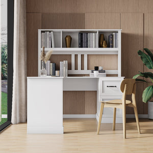 Home Office Computer Desk with Hutch, Antiqued