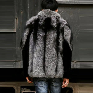 2022 New Men’s Winter Grey Shearling Short Faux Fur Mink Jacket Coat
