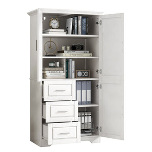 Tall and Wide Storage Cabinet with Doors for Bathroom or Office