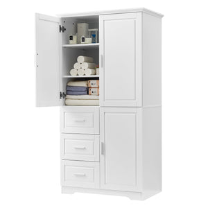 Tall and Wide Storage Cabinet with Doors for Bathroom or Office
