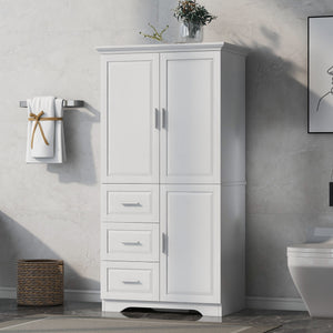 Tall and Wide Storage Cabinet with Doors for Bathroom or Office