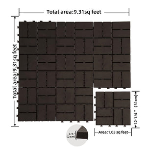Patio Interlocking Deck Tiles - Brown (Pack of 9)