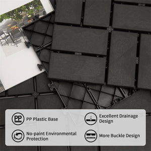 Patio Interlocking Deck Tiles, 12"x12" Square Composite Decking