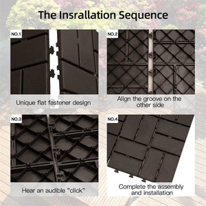 Patio Interlocking Deck Tiles - Brown (Pack of 9)