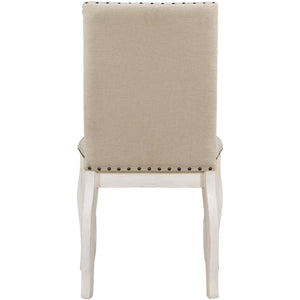 TREXM Set of 2 Dining Chairs - Wood Upholstered with Nailhead