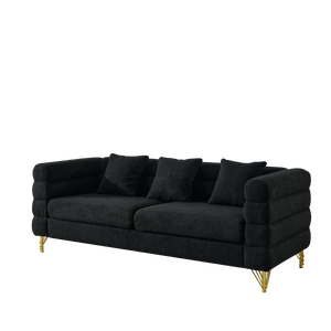 3-Seater + 3-Seater Combination Sofa - Black Teddy