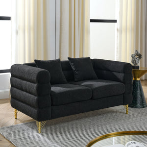 3-Seater + 3-Seater Combination Sofa - Black Teddy