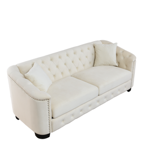 77-Inch Modern Chesterfield Velvet Sofa
