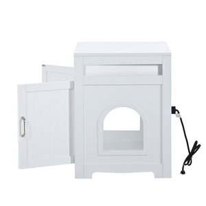 Litter Box Enclosure - Cat Litter Box Furniture with Hidden Plug