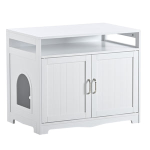 Litter Box Enclosure - Cat Litter Box Furniture with Hidden Plug