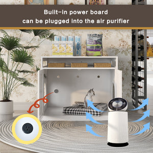 Litter Box Enclosure - Cat Litter Box Furniture with Hidden Plug