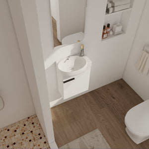 Soft Close Doors Bathroom Vanity With Sink, 16 Inch