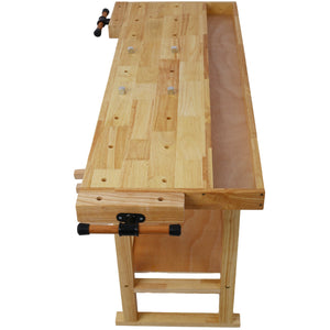 55-Inch Wood Workbench with Bar Clamps