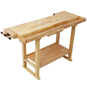 55-Inch Wood Workbench with Bar Clamps