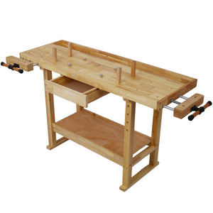 55-Inch Wooden Workbench with Rapid Action Woodworking Vise