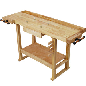55-Inch Wood Workbench with Bar Clamps