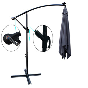 Square 2.5x2.5M Outdoor Patio Umbrella with Solar LED Lights