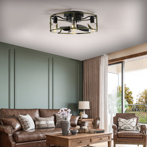 19" Green Industrial Ceiling Fan with Light