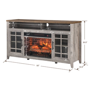 55 Inch TV Media Stand with Electric Fireplace