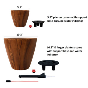 2-Pack 10 in. Dark Wood Plastic Self-Watering Planter Pot