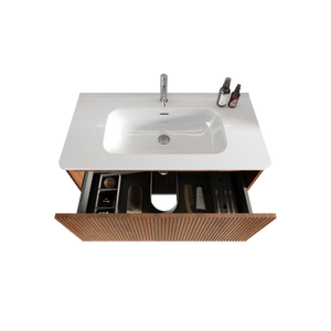 Etna 36" Striped Walnut Floating Bathroom Vanity