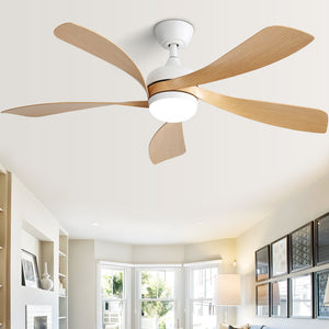 52 Inch Modern Ceiling Fan With 3 Color Dimmable LED Light