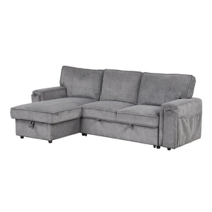 U_STYLE Upholstery Sleeper Sectional Sofa with Storage Bags