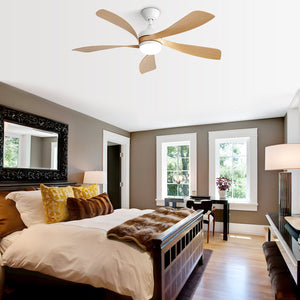 52 Inch Modern Ceiling Fan With 3 Color Dimmable LED Light