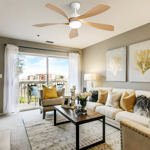 52 Inch Modern Ceiling Fan With 3 Color Dimmable LED Light