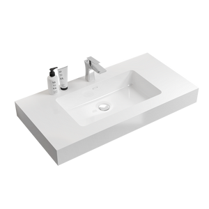 BB02-36-101 Integrated Solid Surface Basin Without Drain and Faucet, Glossy