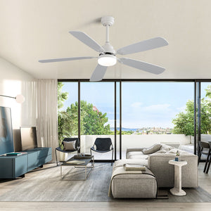 Indoor Modern 52 Inch Ceiling Fan with 6-Speed Remote and LED Light