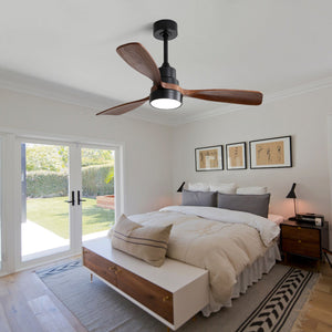 48 Inch Wood Ceiling Fan With 3 Solid Wood Blades and Remote Control