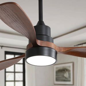 48 Inch Wood Ceiling Fan With 3 Solid Wood Blades and Remote Control
