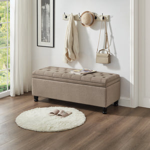 Upholstered Tufted Button Storage Bench