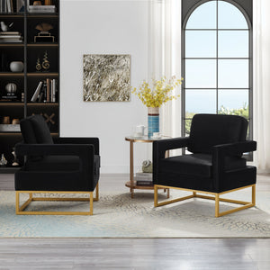 Modern Style Accent Chair with Velvet Fabric