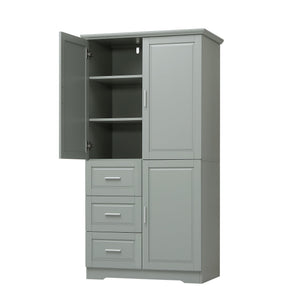 Tall and Wide Storage Cabinet with Doors for Bathroom or Office, Grey