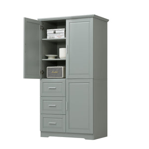 Tall and Wide Storage Cabinet with Doors for Bathroom or Office, Grey
