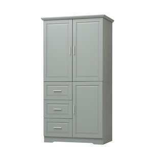 Tall and Wide Storage Cabinet with Doors for Bathroom or Office, Grey