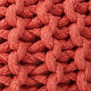Poona Handcrafted Modern Cotton Pouf, Coral