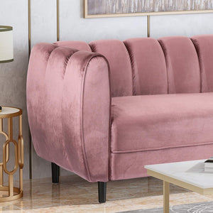 Miranda Velvet 3-Seater Sofa in Blush