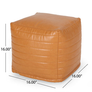 Candy Contemporary Faux Leather Square Pouf