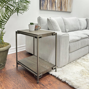 Corbeta Metal Frame Wood Living Room Chairside Table