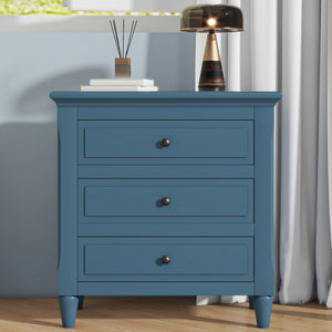 U_STYLE 28'' Pine Wood Nightstand with 3 Drawers