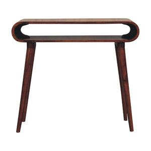 Solid Wood Amaya Nordic Style Console Table, Open Storage, Chestnut