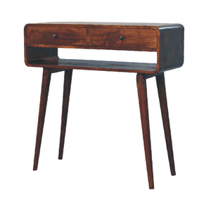 Sonata Chestnut Console Table, Nordic Legs, 2-Drawers, Open Slot