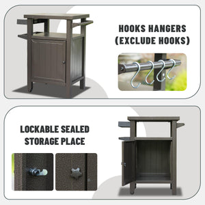 Grill Cart Outdoor with Storage and Wheels