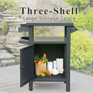 Grill Carts Outdoor with Storage and Wheels
