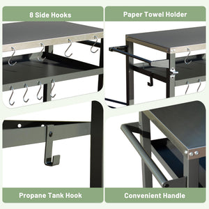 3-Shelf Outdoor Grill Table