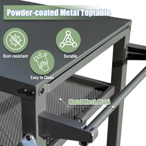 3-Shelf Outdoor Grill Table with Wheels and Propane Tank Hook
