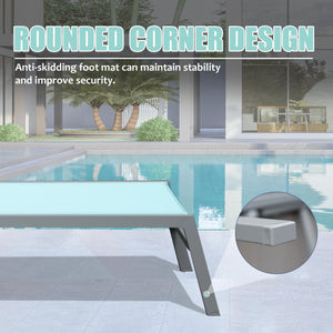Patio Chaise Lounge Set of 3 with Side Table, Aluminum Adjustable Recliners